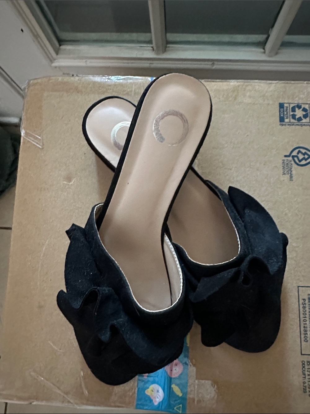 Journee Collection 7.5 Black Women's Slide Mules with Bow Accent